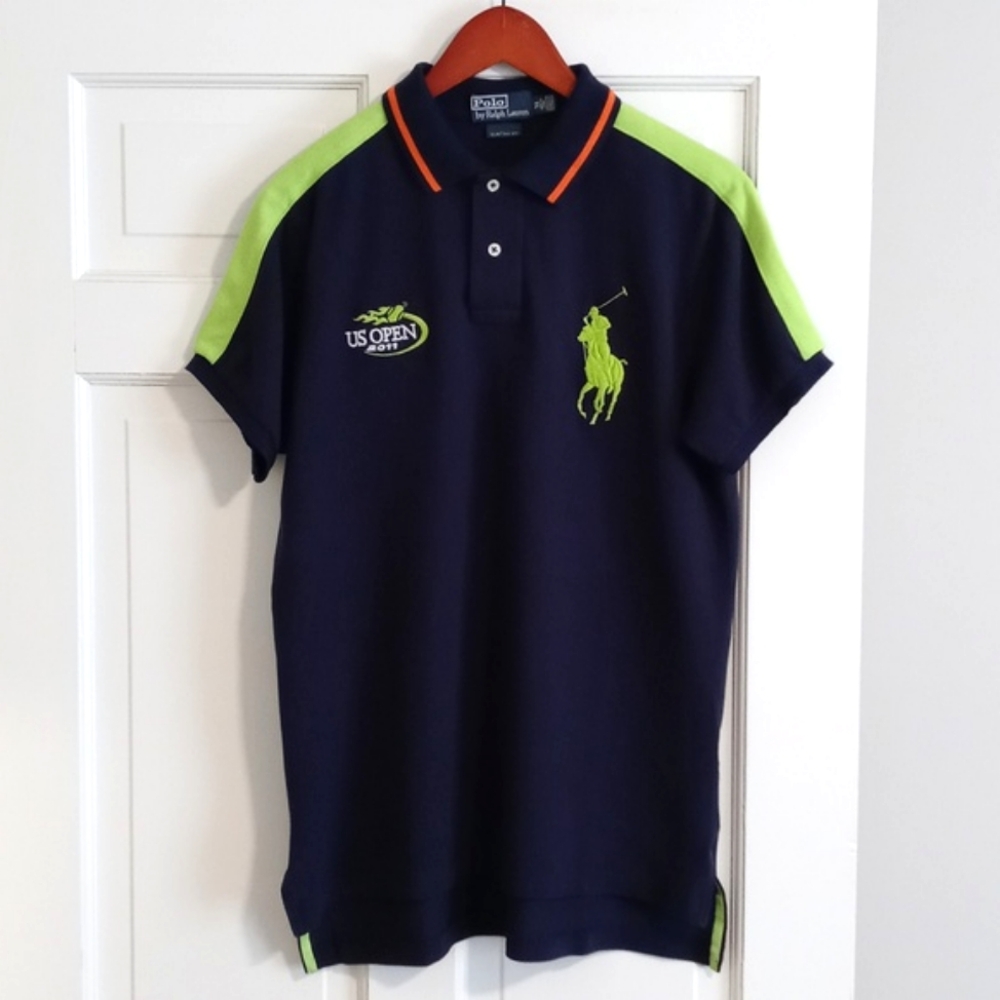 🐎RARE Polo Ralph Lauren🐎 - Navy/Green Limited Edition 2011 US OPEN S/S Polo - Picture 2 of 16